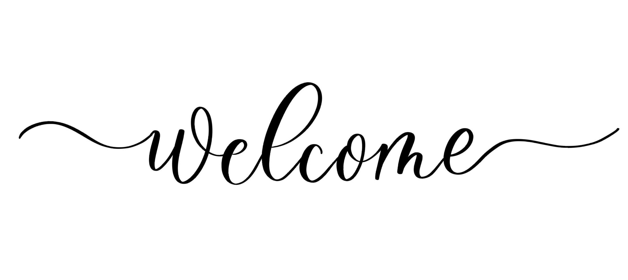 bienvenue - inscription calligraphique vectorielle avec des lignes douces. vecteur