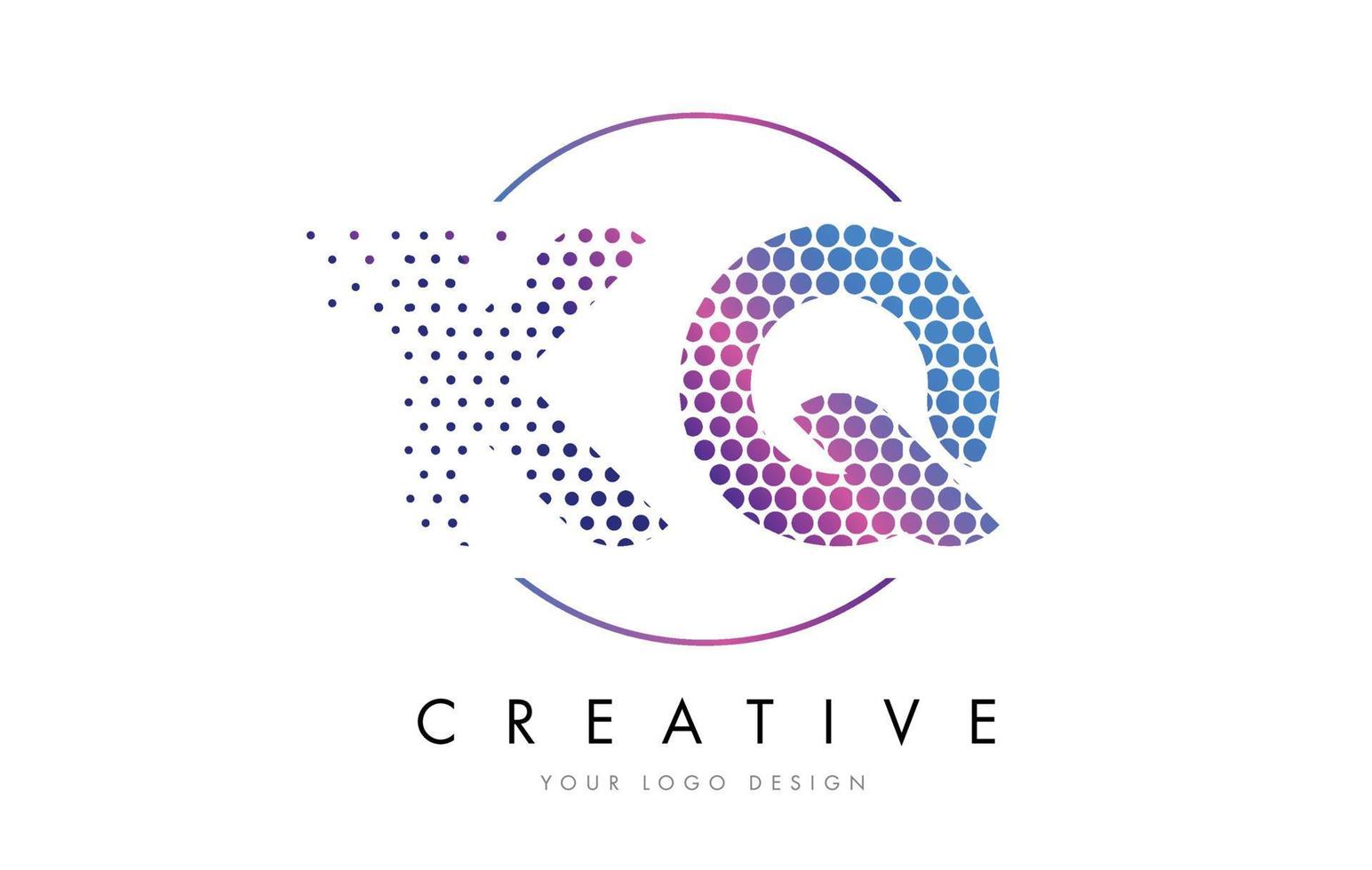 kq kq rose magenta en pointillé bulle lettre vecteur de conception de logo
