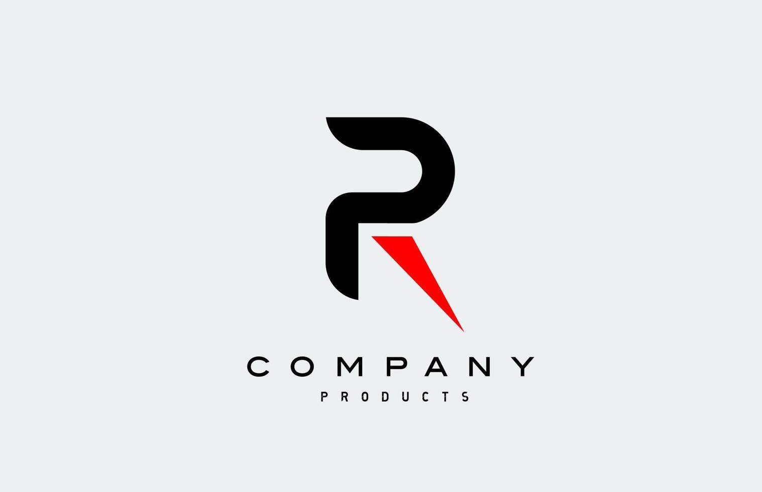 r icône du logo lettre alphabet rouge avec couleur noire. conception créative pour les entreprises et les entreprises vecteur