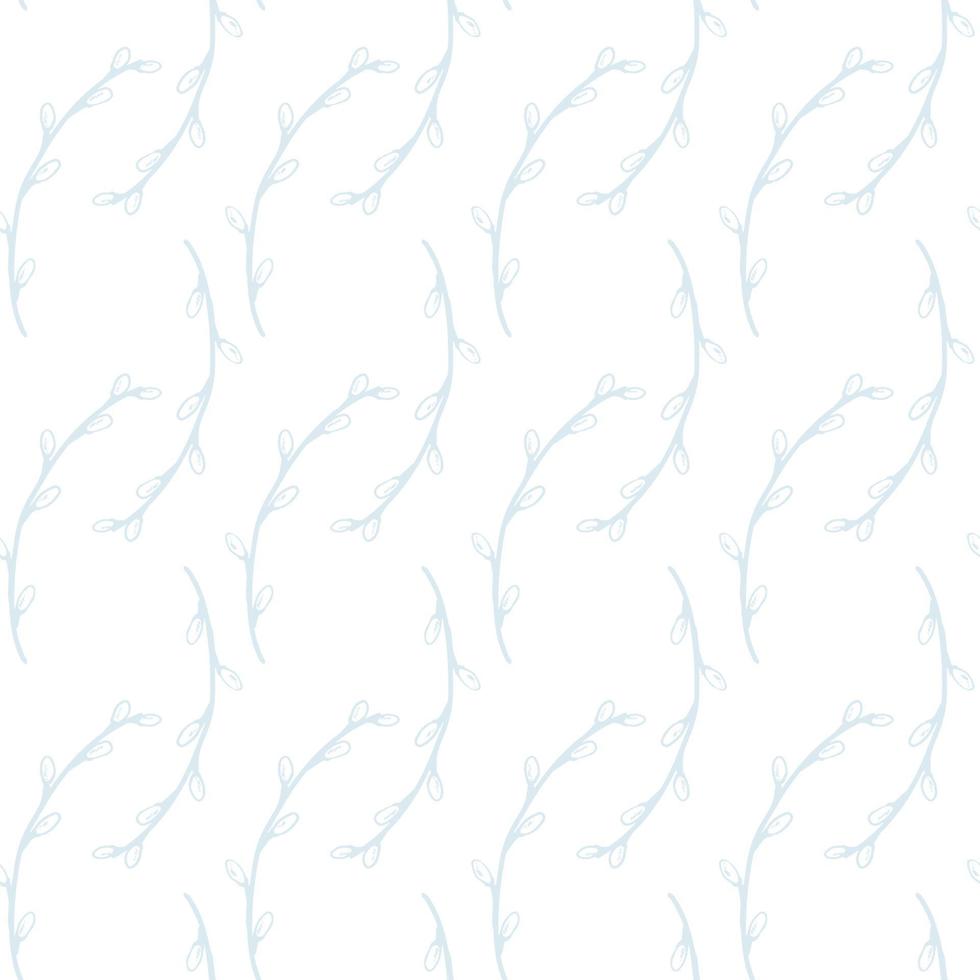 modèle sans couture de vecteur. motif de saule bleu clair sur fond blanc. vecteur dessiné isolé.