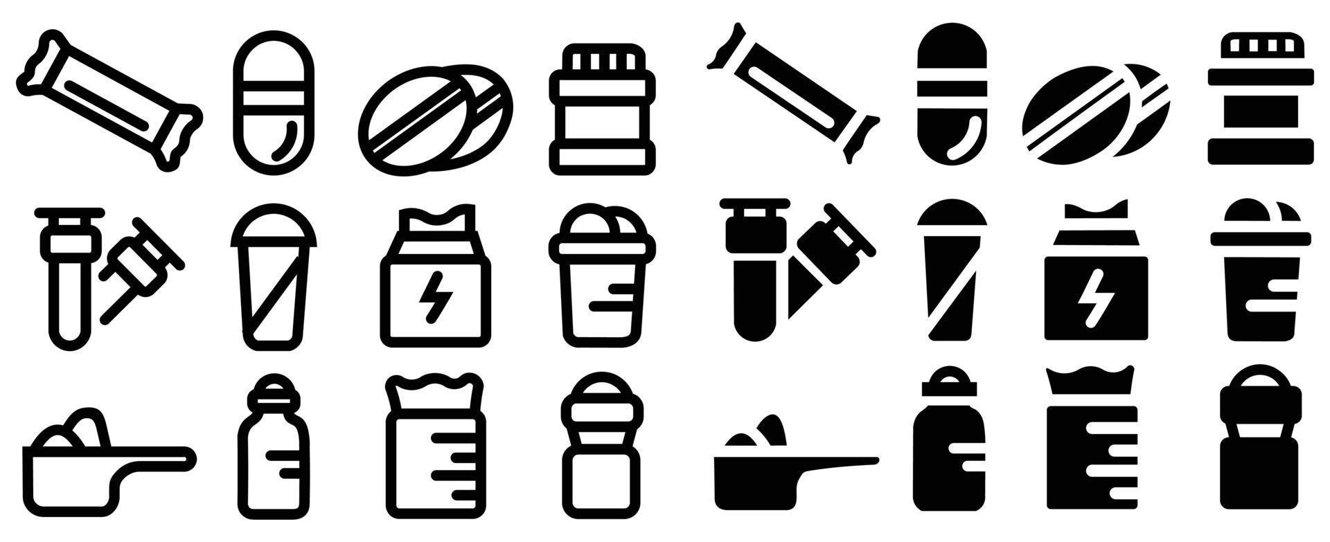 ensemble simple d'icônes de ligne vectorielle liées aux médicaments, ensemble d'icônes vectorielles d'antibiotiques pour la conception de sites Web vecteur