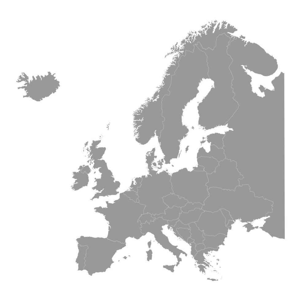 carte grise de l'europe avec le vecteur graphique de contour de pays