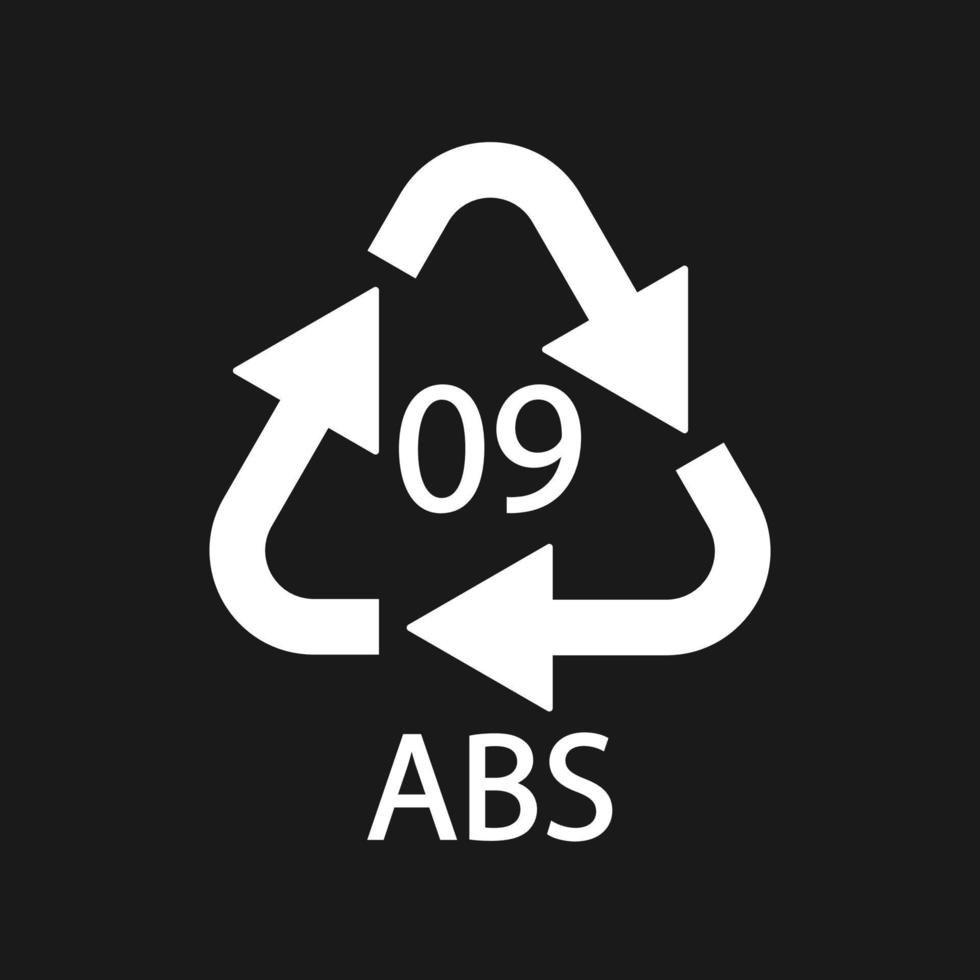 symbole de recyclage en plastique abs 9 icône vectorielle. code de recyclage plastique abs 09. vecteur