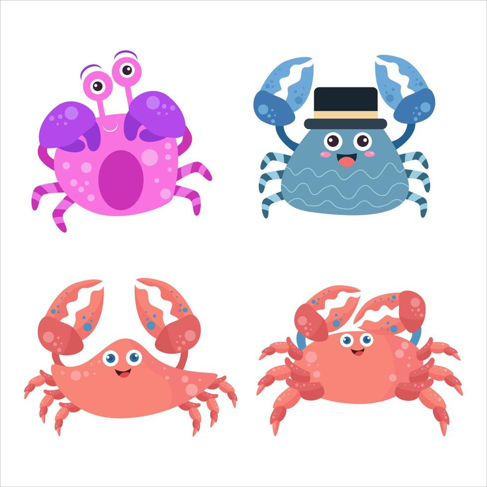 collection de personnages d'illustration de crabe mignon 1 vecteur