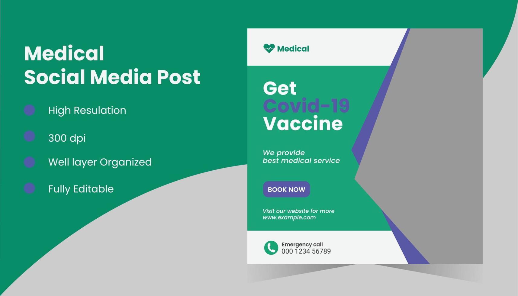 modèle de publication de médias sociaux médicaux vecteur