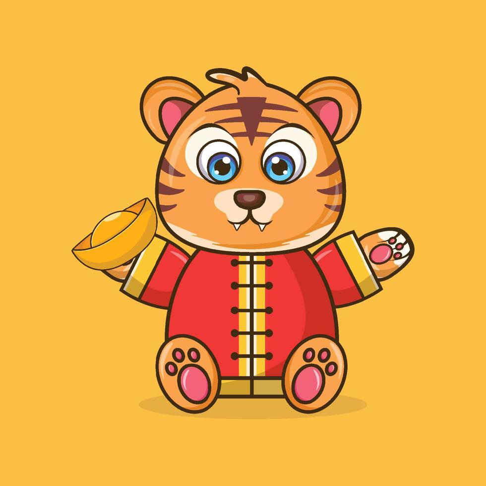 célébration du nouvel an chinois du tigre année mignonne vecto gratuit vecteur