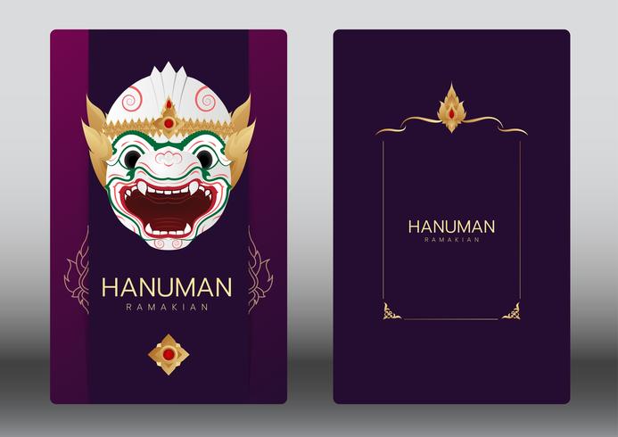 Hanuman, Ramayana, Thaïlande Danse classique avec masque, carte de luxe vecteur