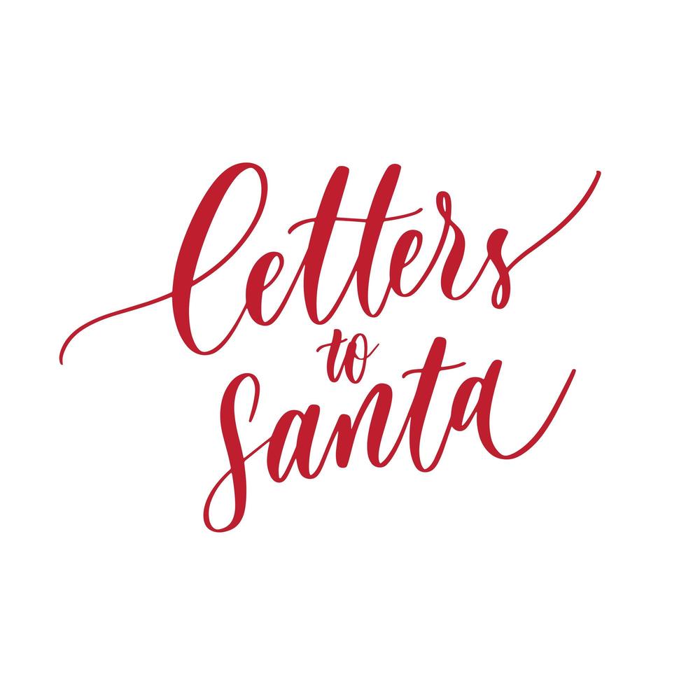 lettres au père Noël. inscription de vacances de lettrage à la main. vecteur