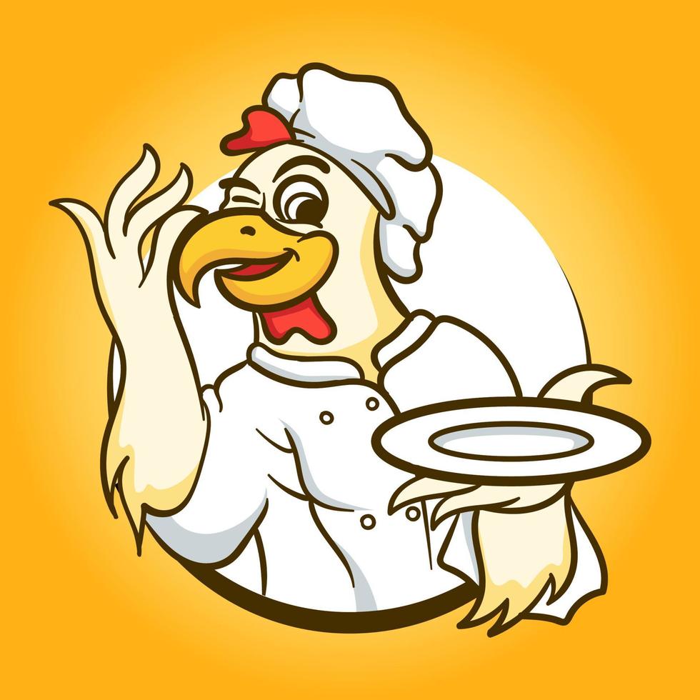 poulet chef mascotte vecteur