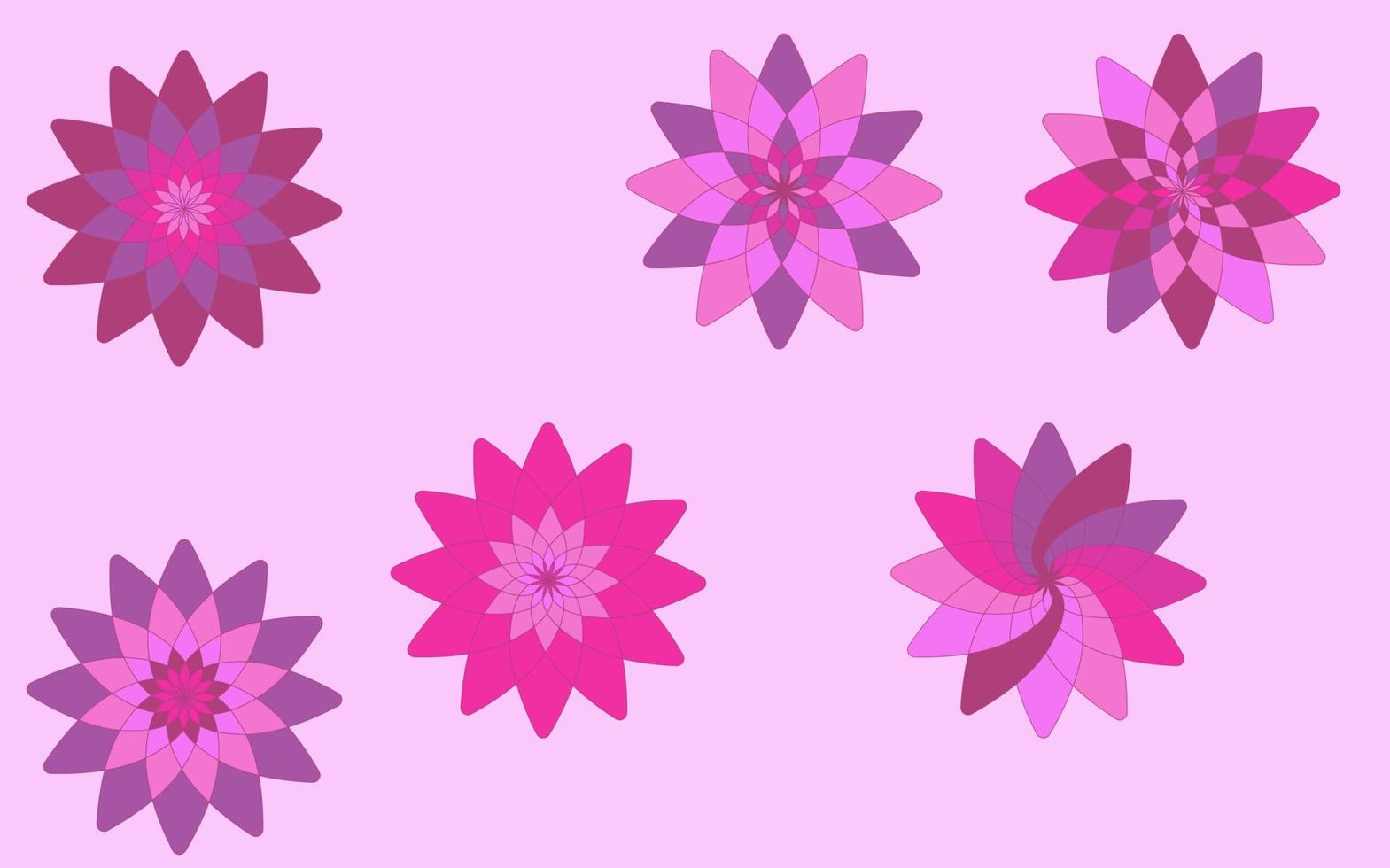 ensemble de petites fleurs roses et violettes. illustration vectorielle vecteur