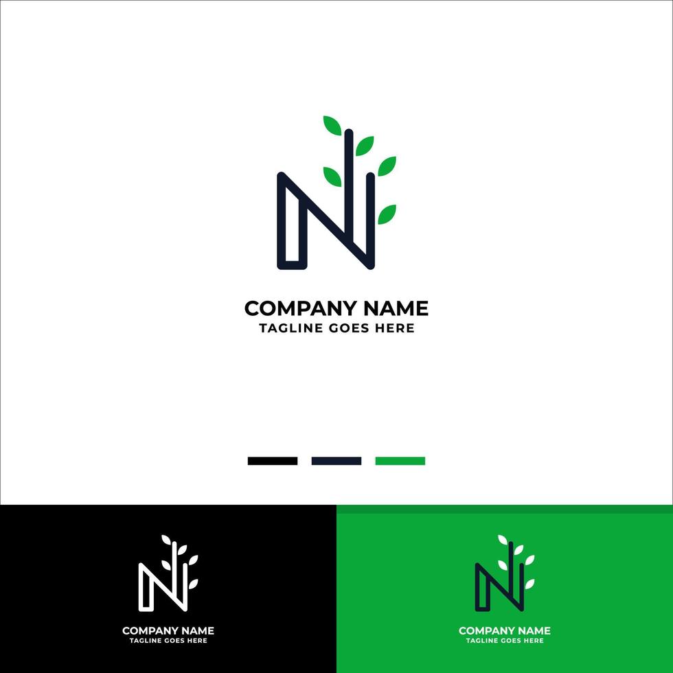 lettre n pour la création de logo nature vecteur
