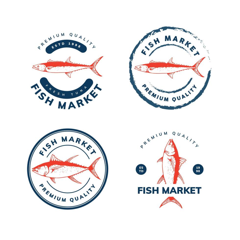 conception de modèle de logo de marché aux poissons vecteur