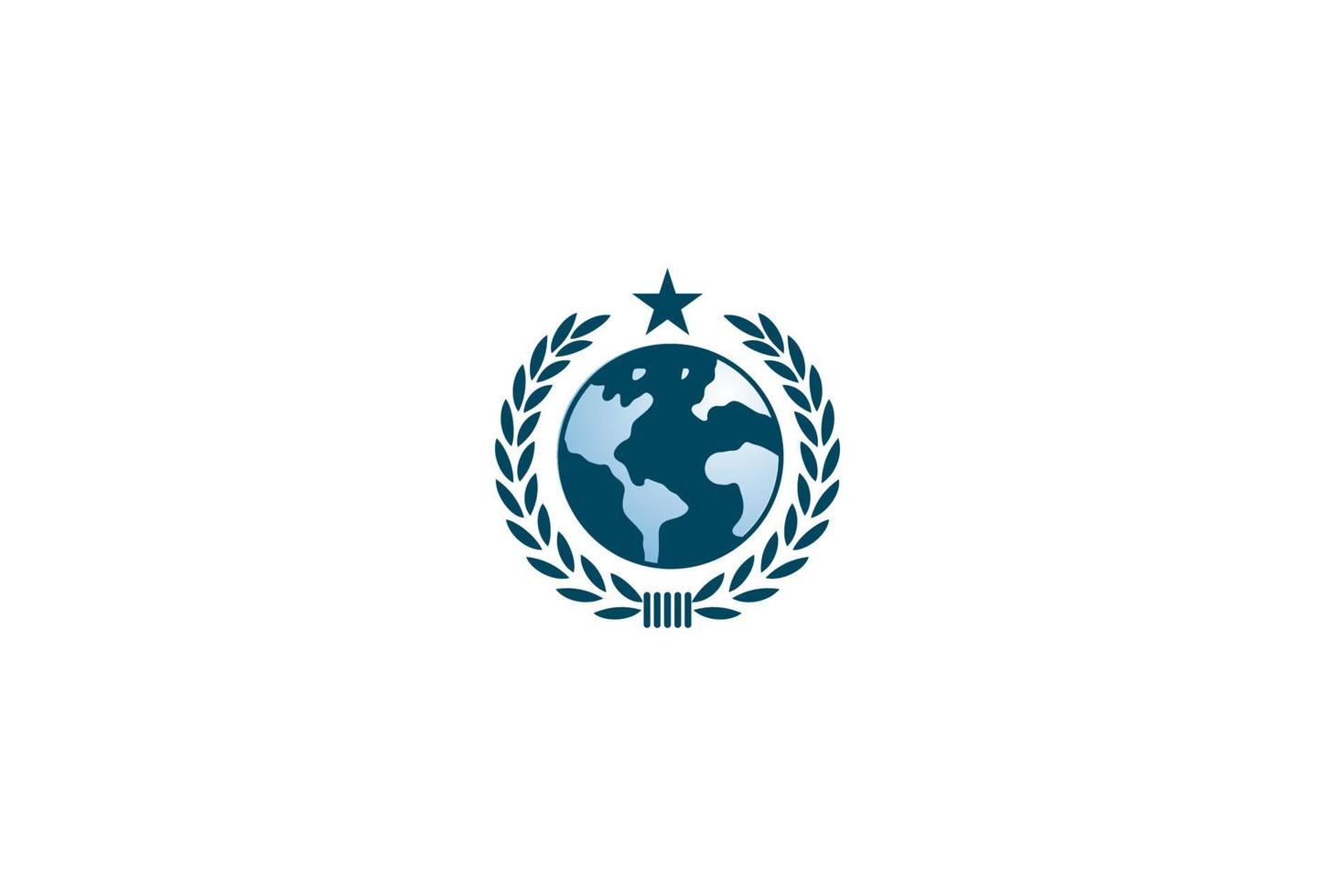 globe terrestre mondial avec l'unité de feuille de laurier vecteur de conception de logo uni