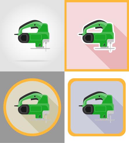 outils de scie électrique pour la construction et la réparation des icônes plats vector illustration