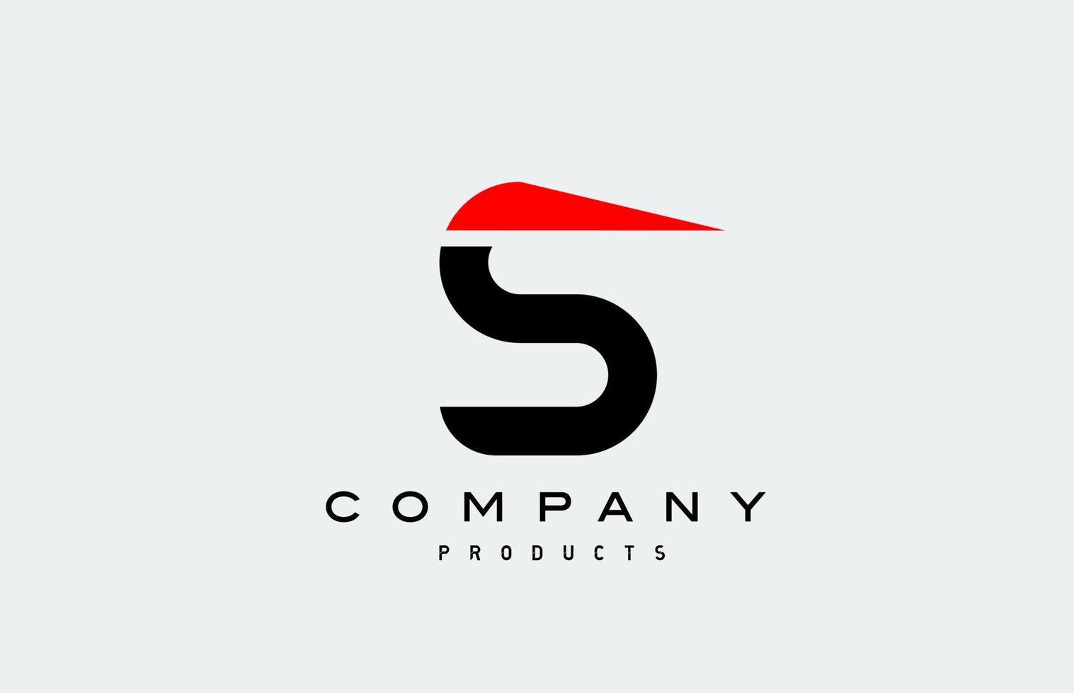 s icône du logo de la lettre de l'alphabet rouge avec la couleur noire. conception créative pour les entreprises et les entreprises vecteur