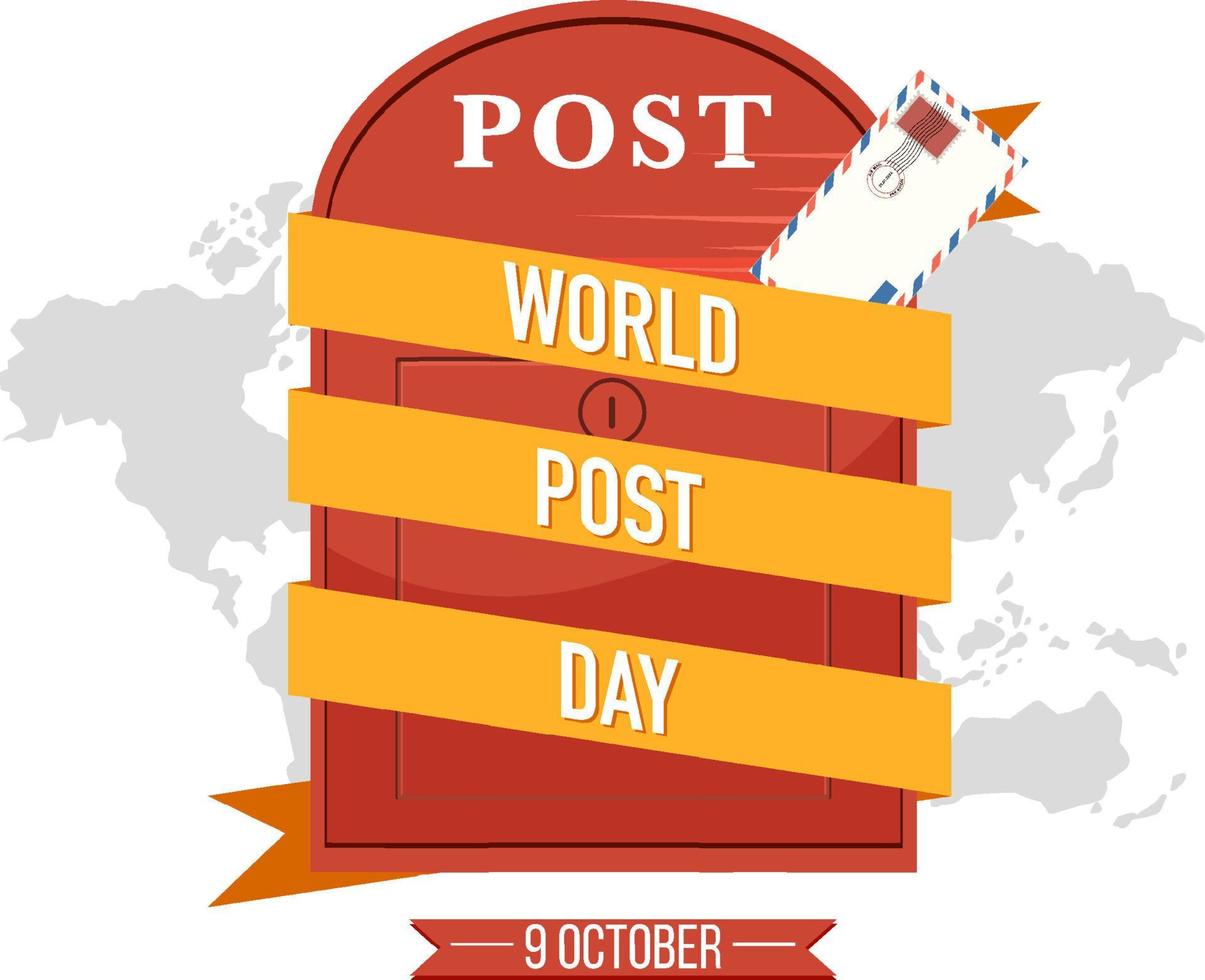 logo de mot de la journée mondiale de la poste sur une boîte aux lettres vecteur