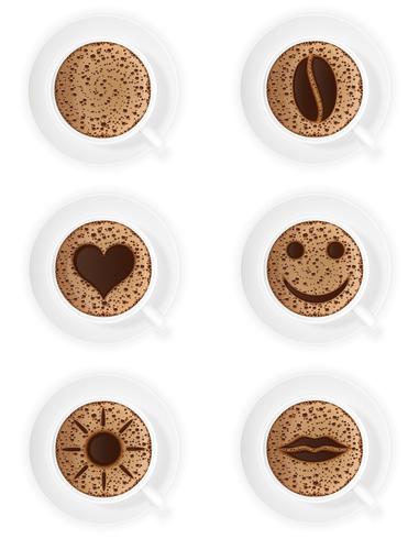 tasse de café crema avec différents symboles vector illustration