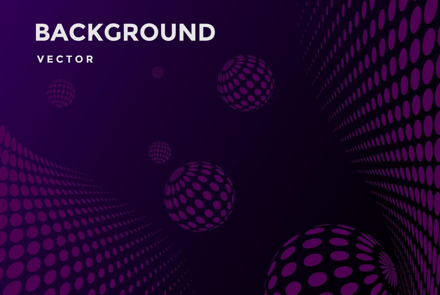 violet violet 3d abstrait avec avec sphère boule globe orb point motif demi-teinte fot dj musique disco couverture arrière-plan. illustration vectorielle. vecteur