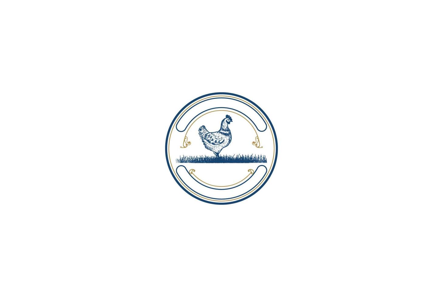 poulet de poule vintage rétro pour vecteur de conception de logo de ferme d'oeufs