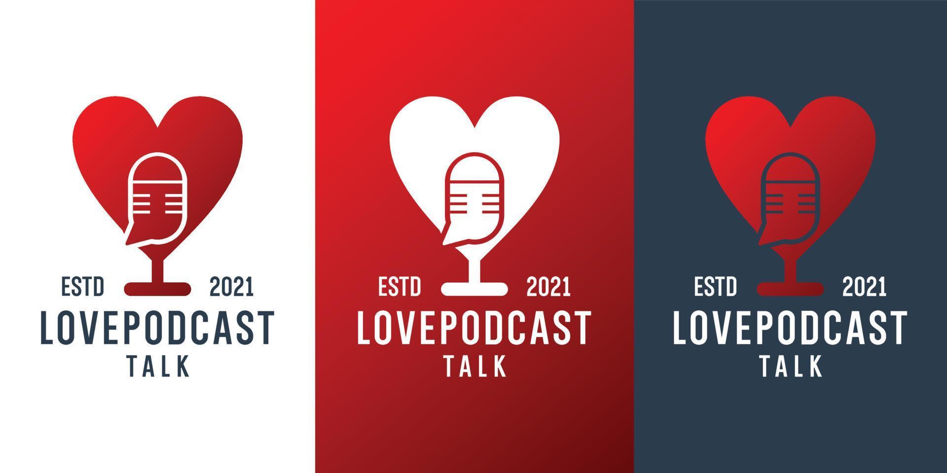 amour, podcast, conversation, logo, conception, vecteur