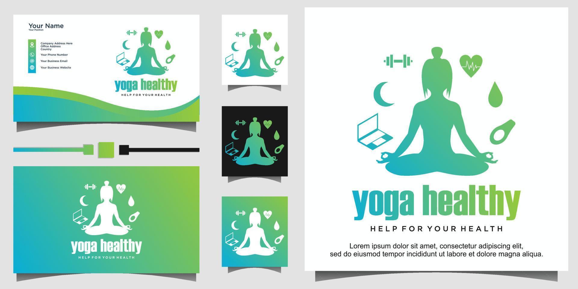 yoga ou salle de gym pour femmes pour une conception de logo saine vecteur