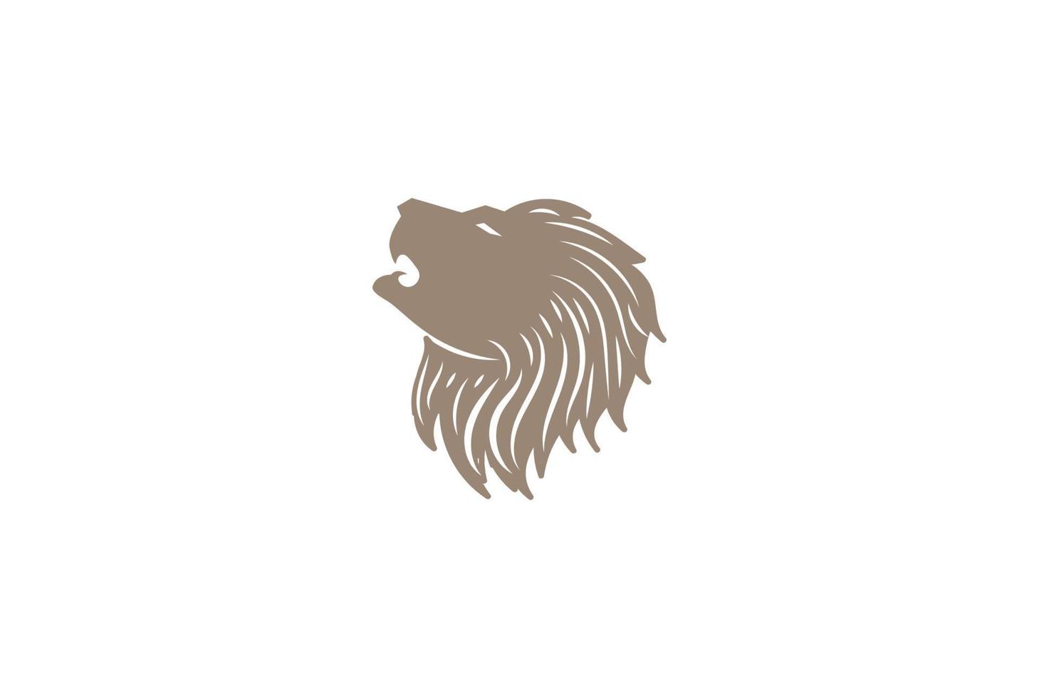 vecteur de conception de logo tête de lion rugissant en colère