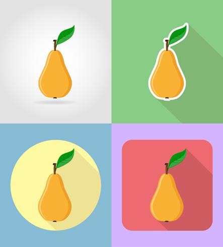 fruits poire plats icônes avec l&#39;illustration vectorielle ombre vecteur