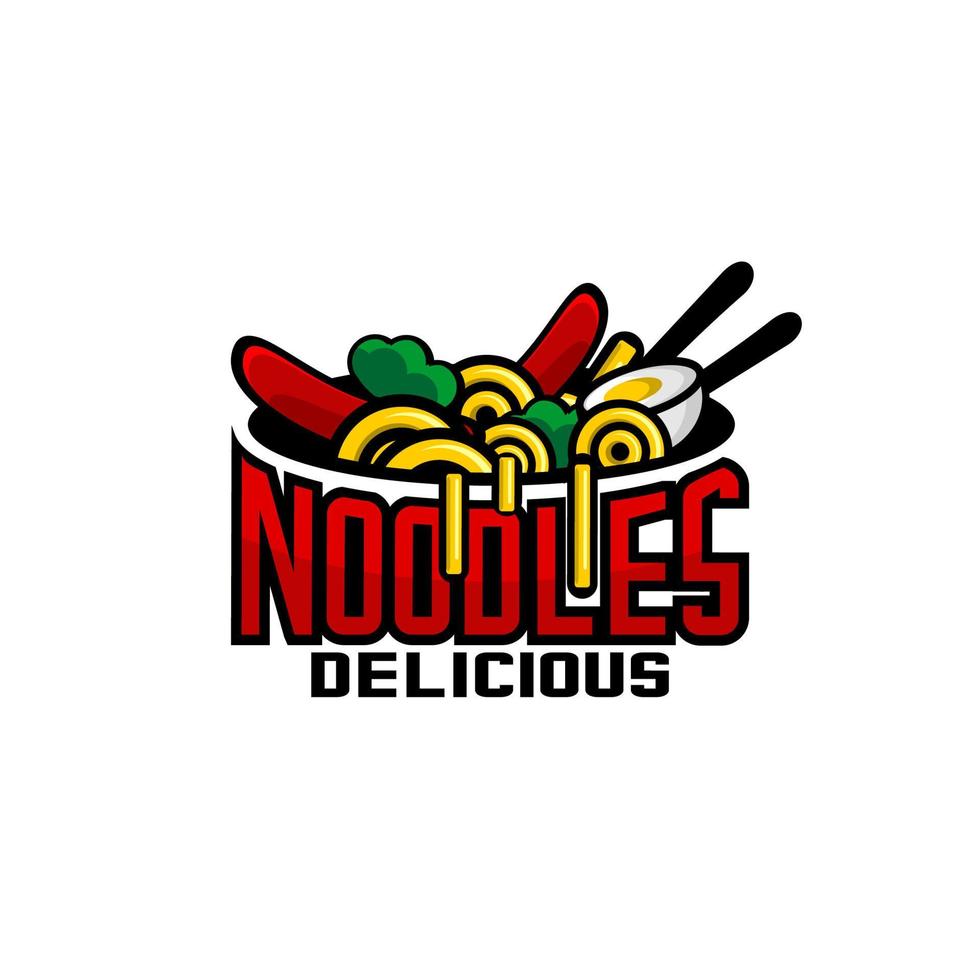 vecteur de logo de nouilles, logo de café et de restaurant