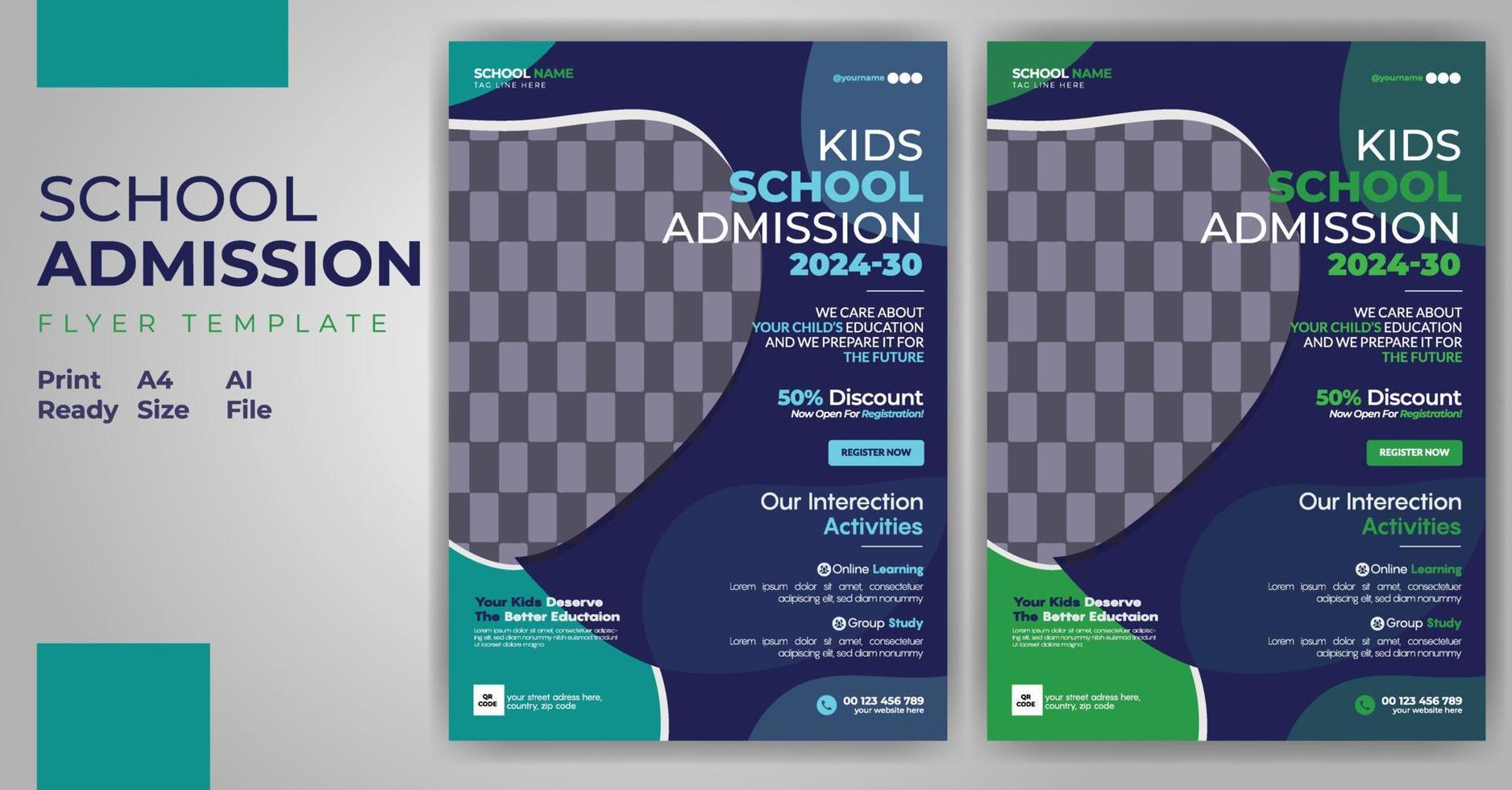 enfants retour à l'école éducation admission flyer journée mondiale de l'éducation affiche mise en page vecteur modèle conception pro téléchargement