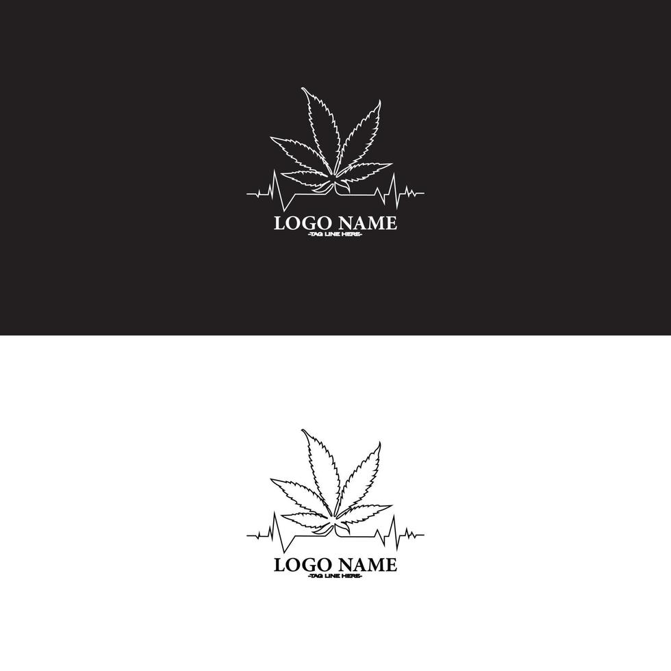 logo de marijuana ou de cannabis sur fond noir et blanc vecteur