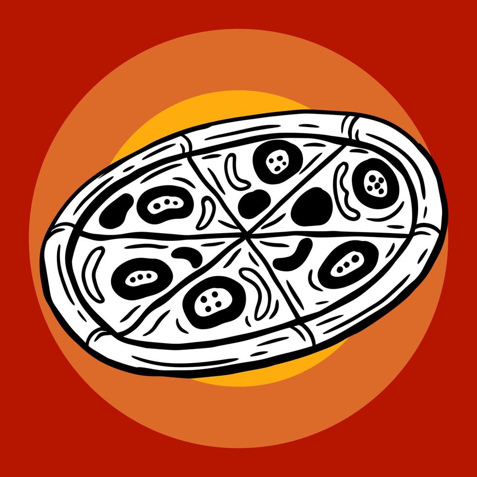 main dessinée pizza hotdog sandwich fromage restauration rapide emballage menu café restaurants illustration vecteur