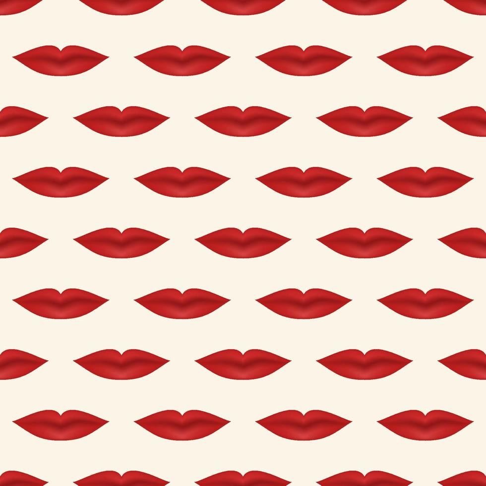 modèle sans couture de lèvres sexy rouges réalistes. la bouche de la femme. illustration vectorielle. vecteur