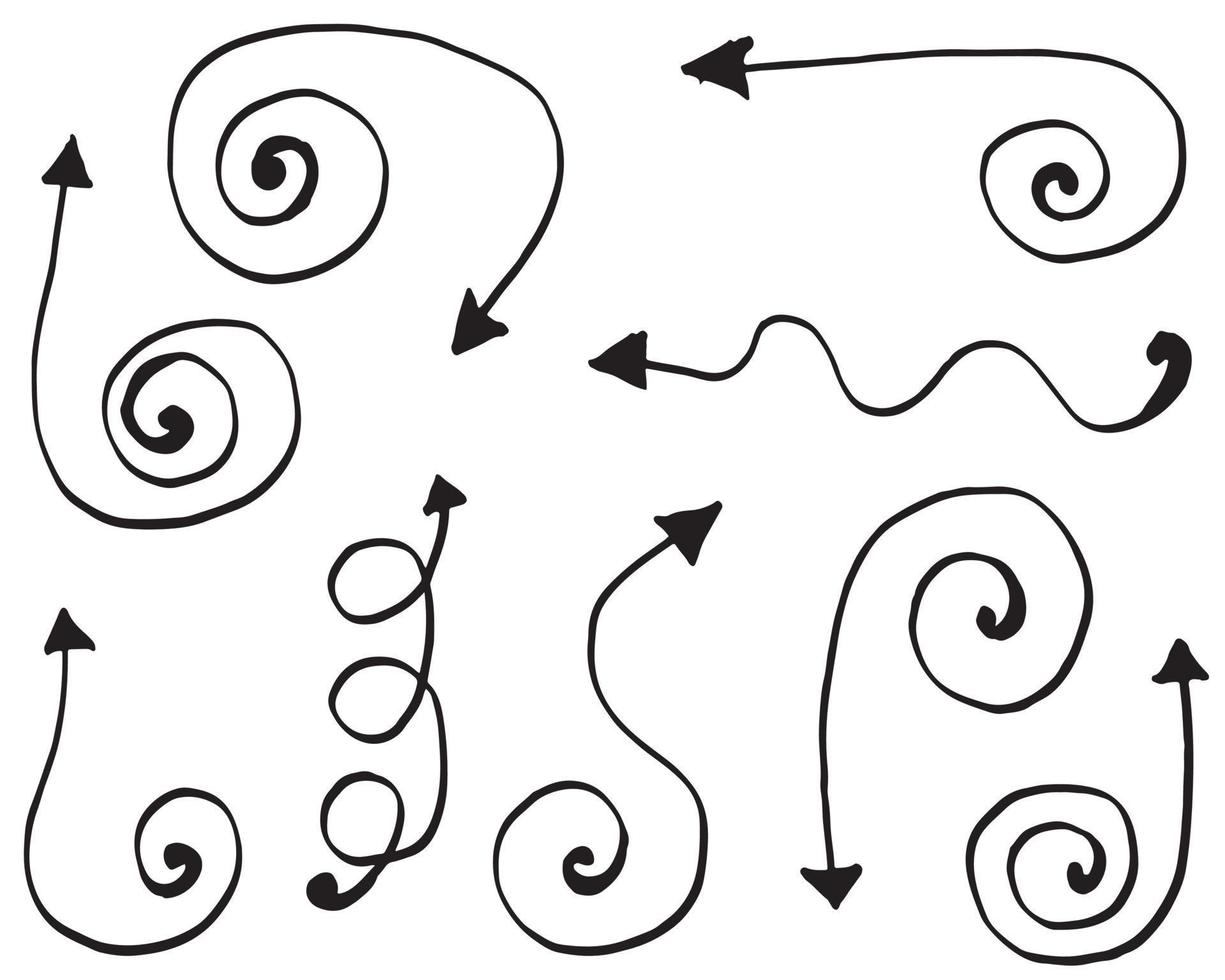 ensemble de flèches dessinées à la main isolés sur fond blanc. pour l'infographie d'entreprise, la bannière, le web et le concept design.vector éléments de conception doodle. vecteur