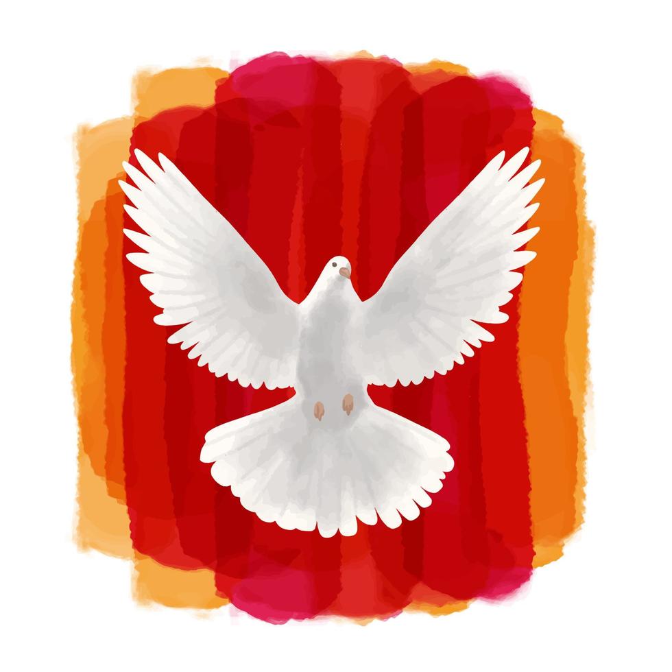 symbole religieux saint-esprit, colombe blanche sur fond rouge vecteur