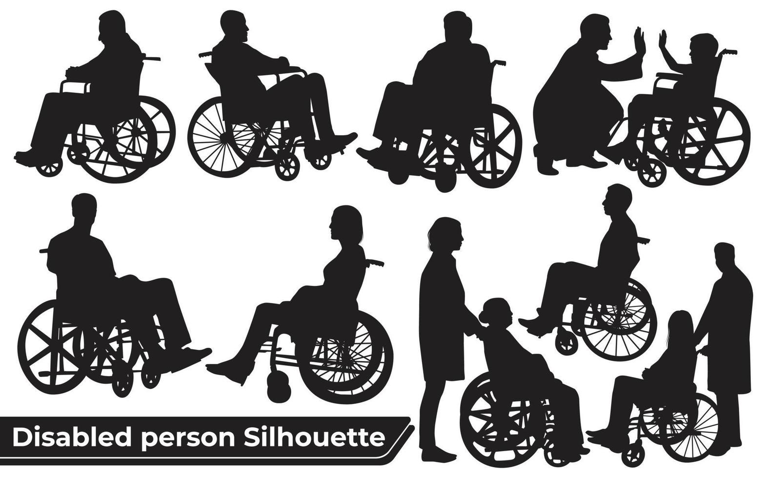 vecteur de personne handicapée ou silhouettes de personne en fauteuil roulant