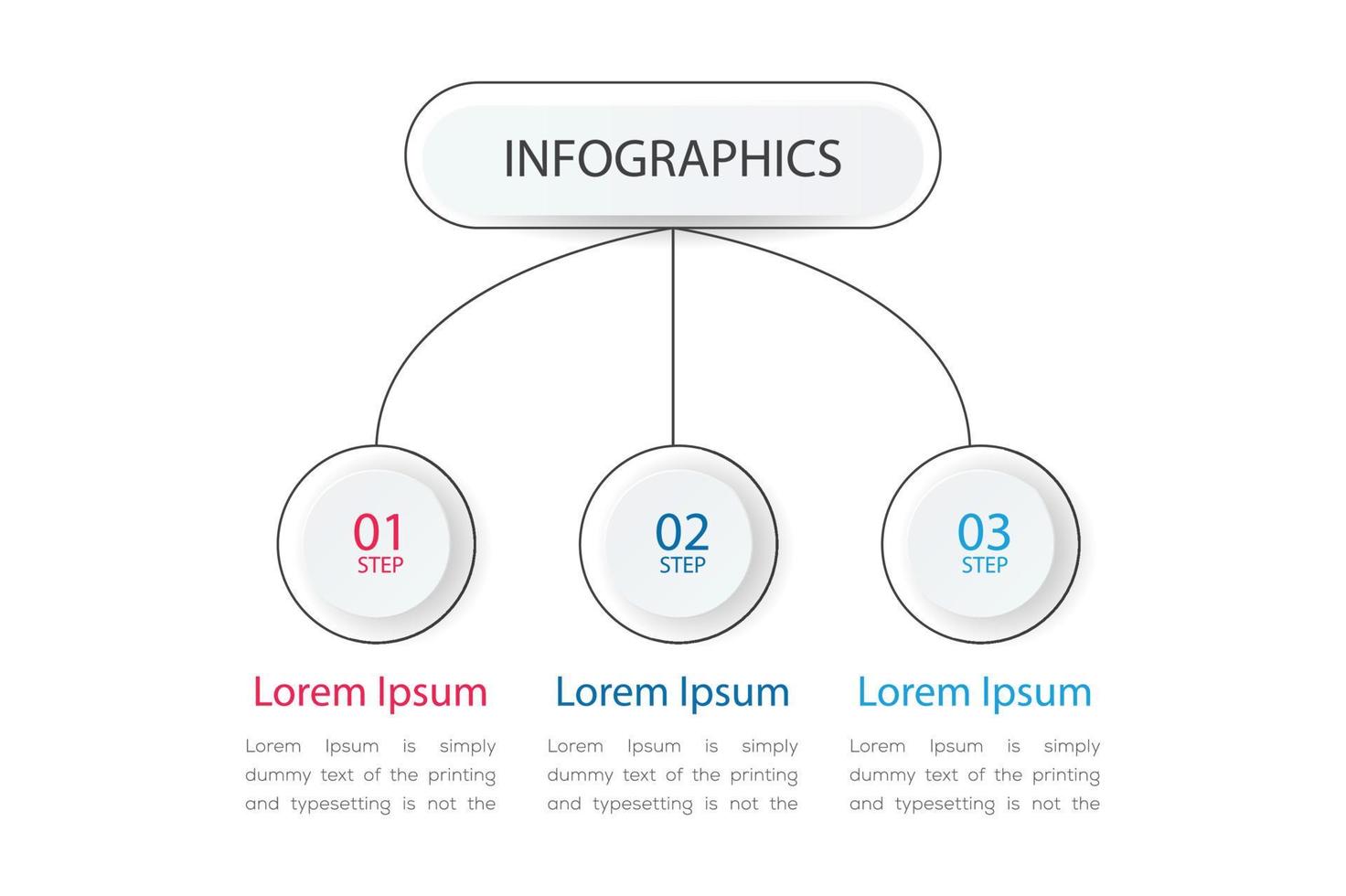 visualisation des données d'entreprise. diagramme de processus. éléments abstraits de graphique, diagramme avec 3 étapes, options, pièces ou processus. concept créatif pour infographie. vecteur