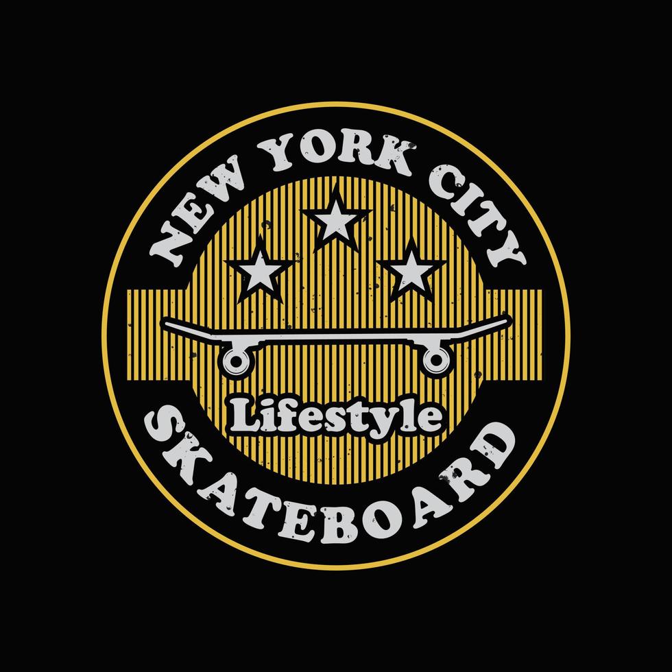 typographie d'illustration de planche à roulettes newyorkaise. parfait pour la conception de t-shirt vecteur