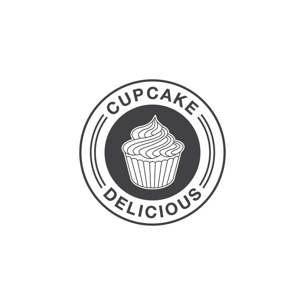 cupcake logo design template vecteur premium, boulangerie, logo de boulangerie, pain frais, boulangerie