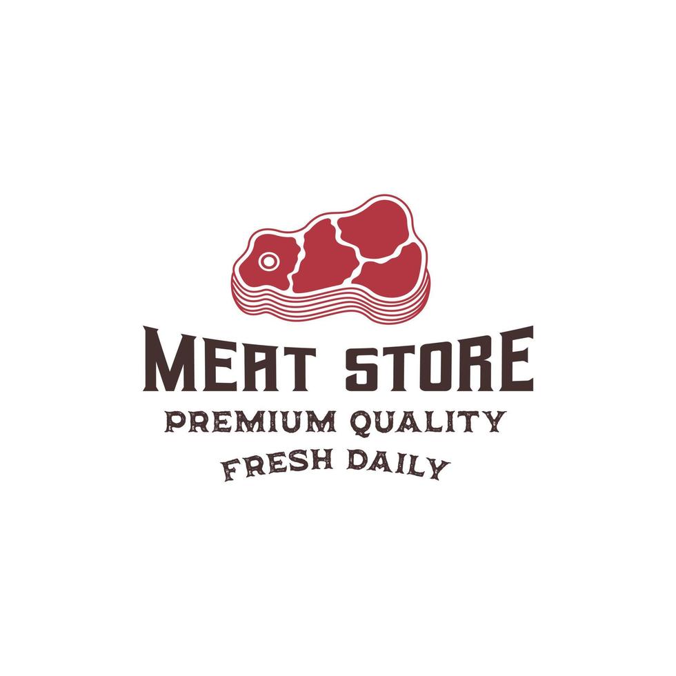 modèle vectoriel premium de logo de viande fraîche, magasin de viande, logo de boeuf, steak house, steak de boeuf
