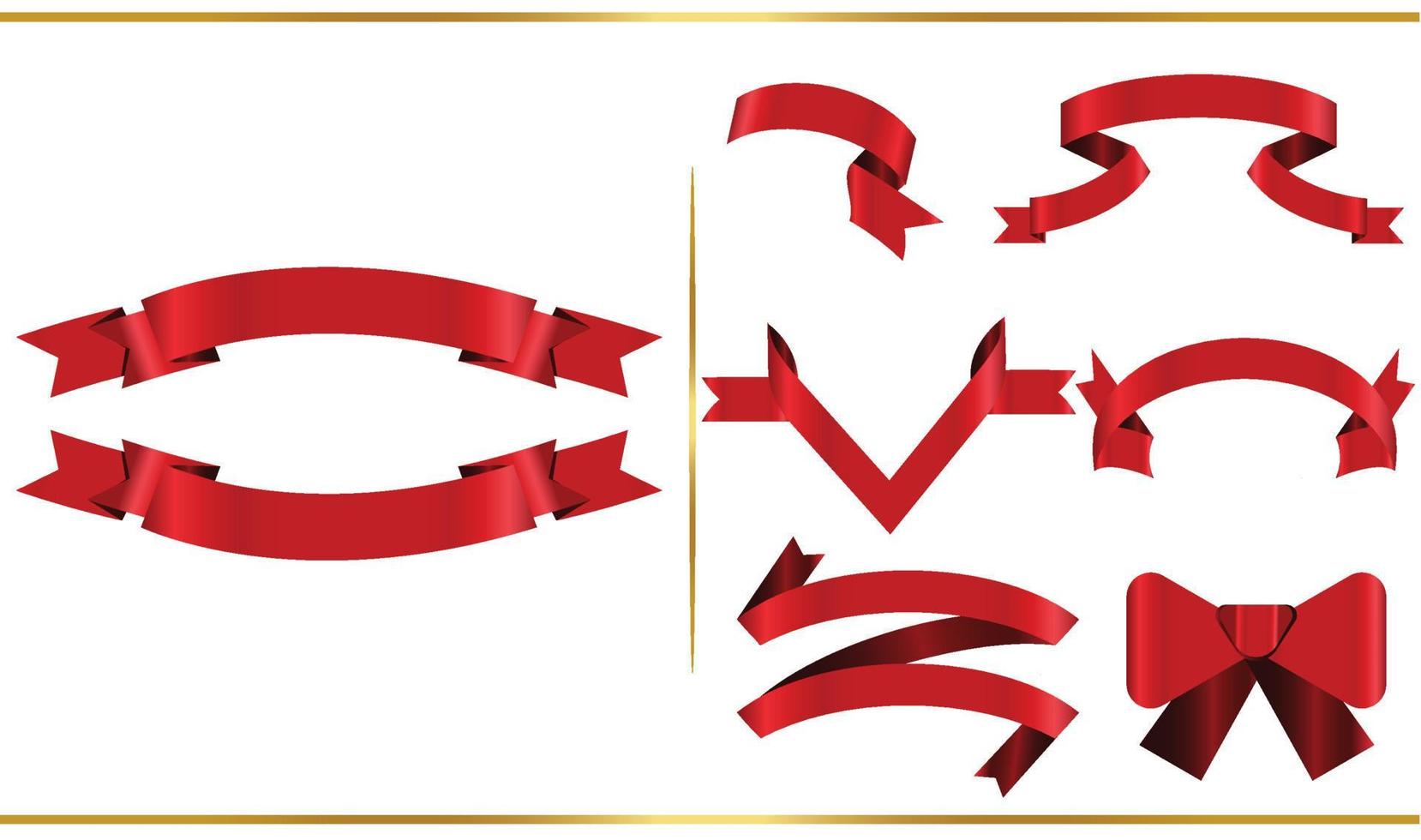 ensemble de bannières vectorielles ruban brillant rouge. collection de rubans. illustration de conception de vecteur