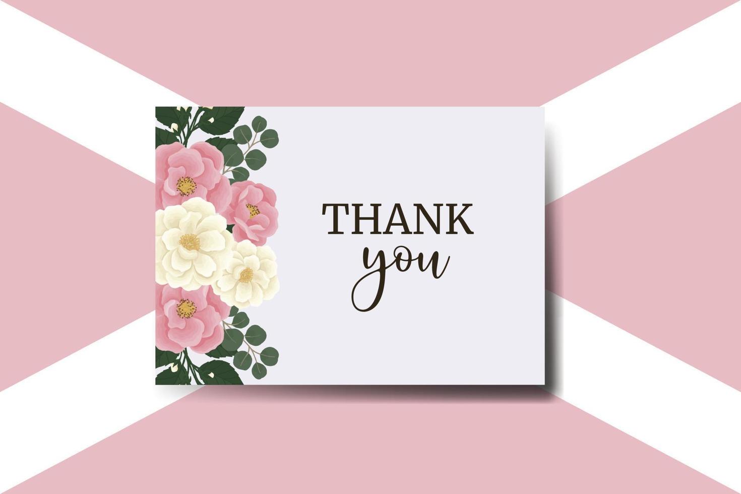 carte de remerciement carte de voeux rose mini modèle de conception de fleur rose vecteur
