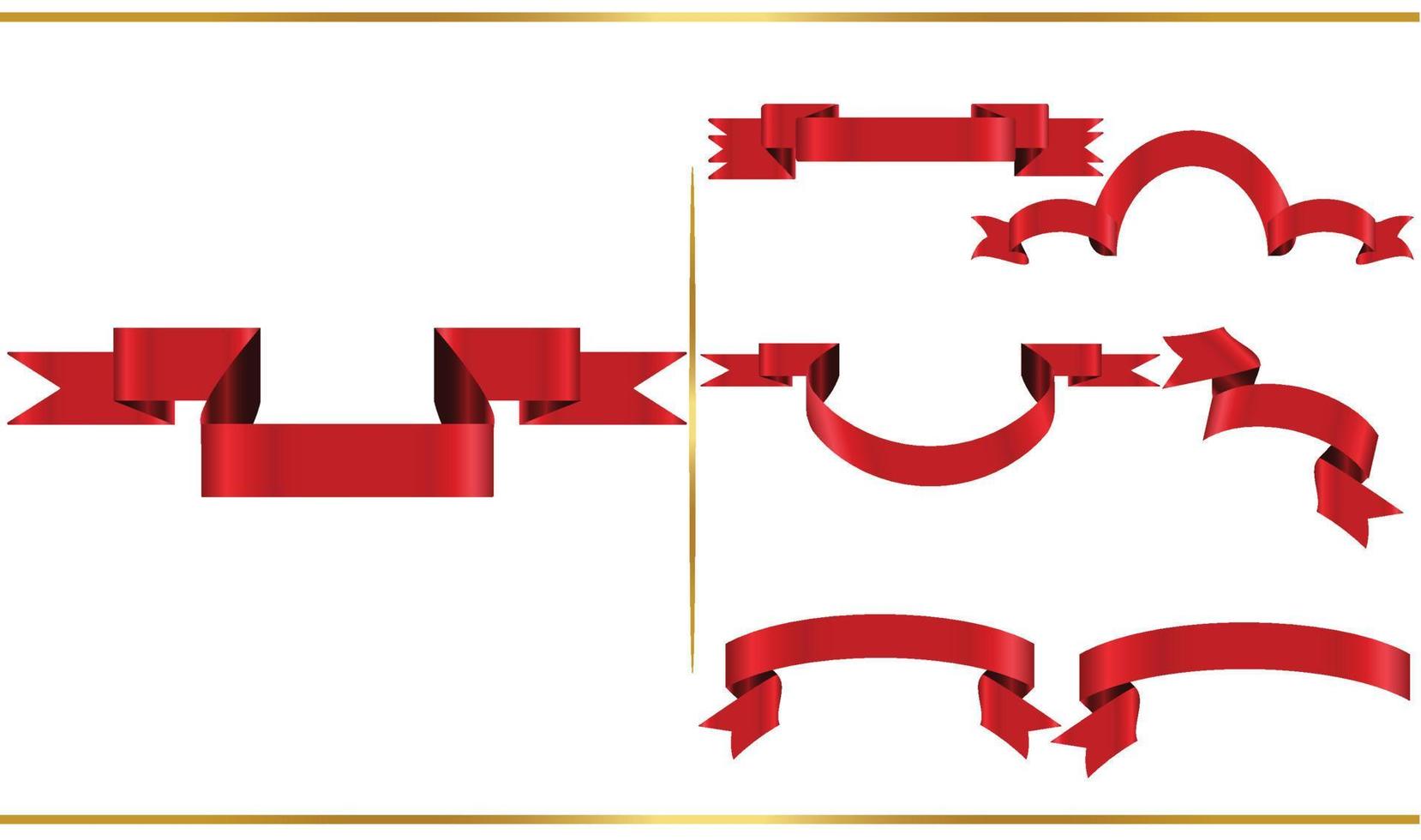 ensemble de bannières vectorielles ruban brillant rouge. collection de rubans. illustration de conception de vecteur