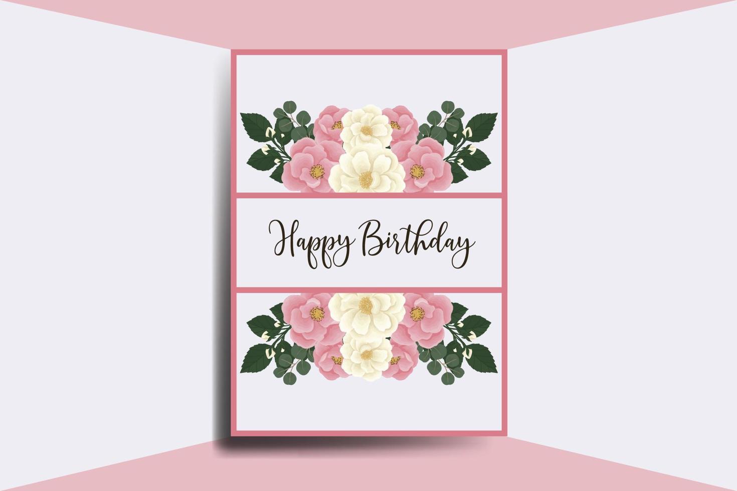 carte de voeux carte d'anniversaire aquarelle numérique dessinés à la main rose mini rose fleur modèle de conception vecteur