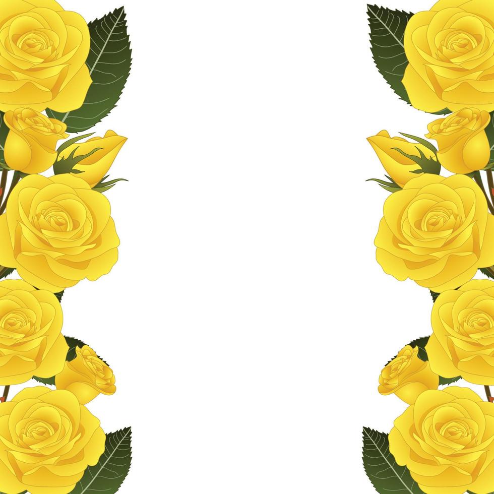 bordure de fleurs roses jaunes vecteur