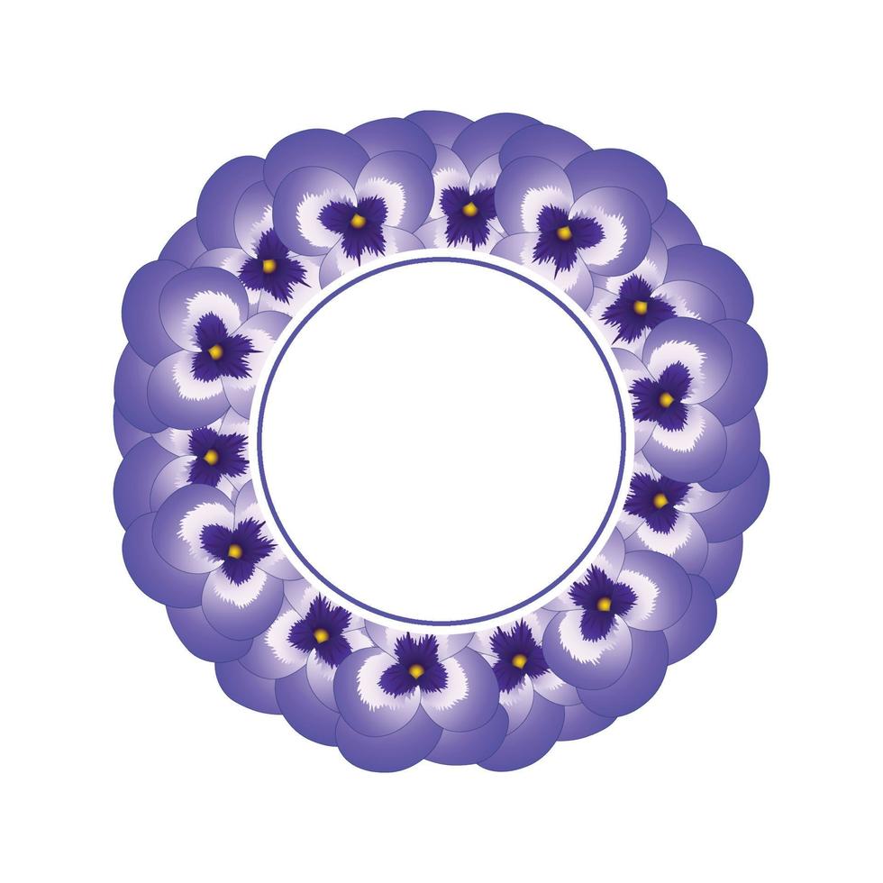 couronne de bannière de fleur de pensée violette vecteur