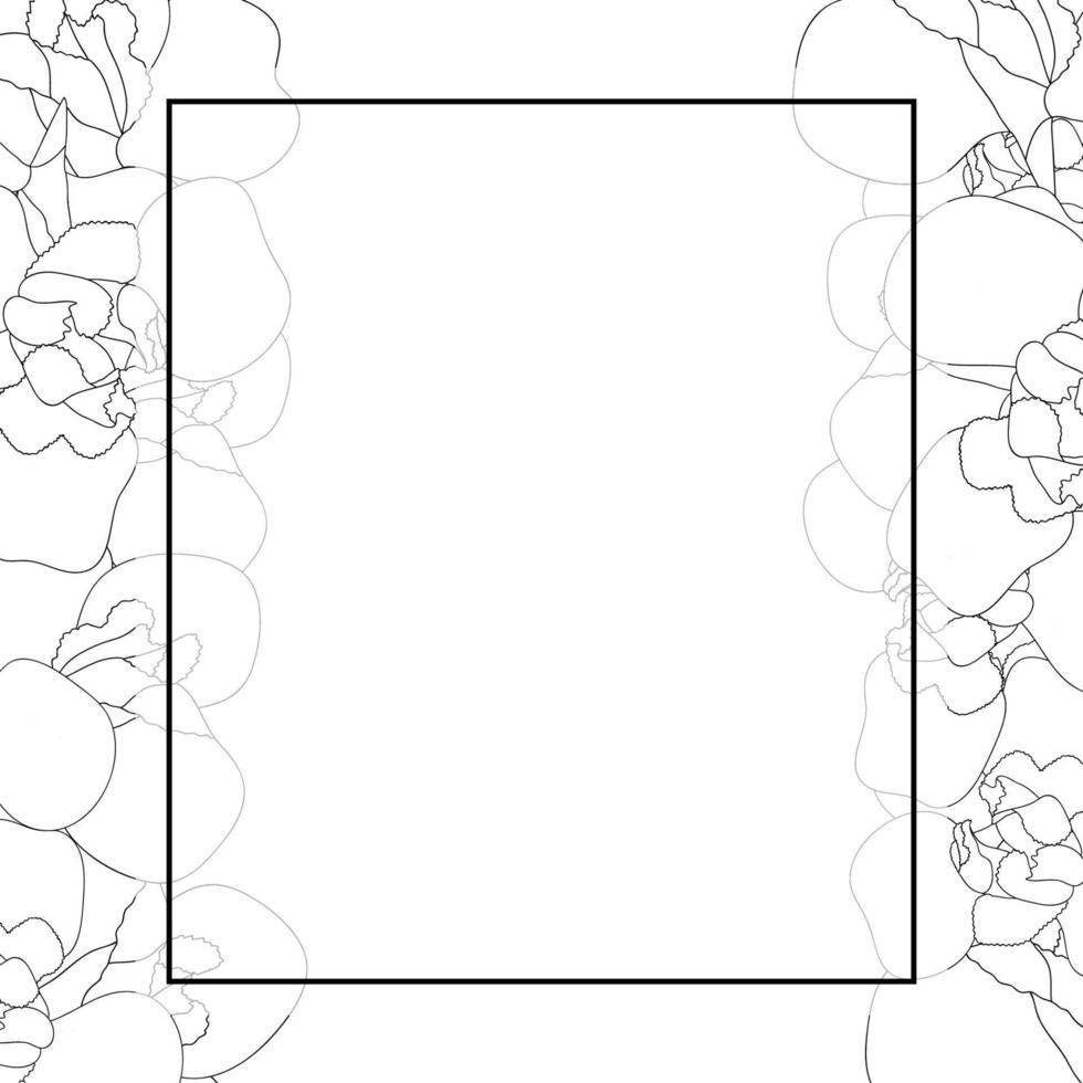 bordure de carte de bannière de contour de fleur d'iris sur fond blanc vecteur