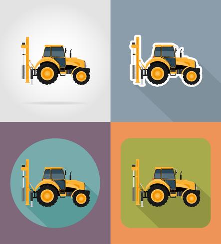 tracteur plat icônes vector illustration