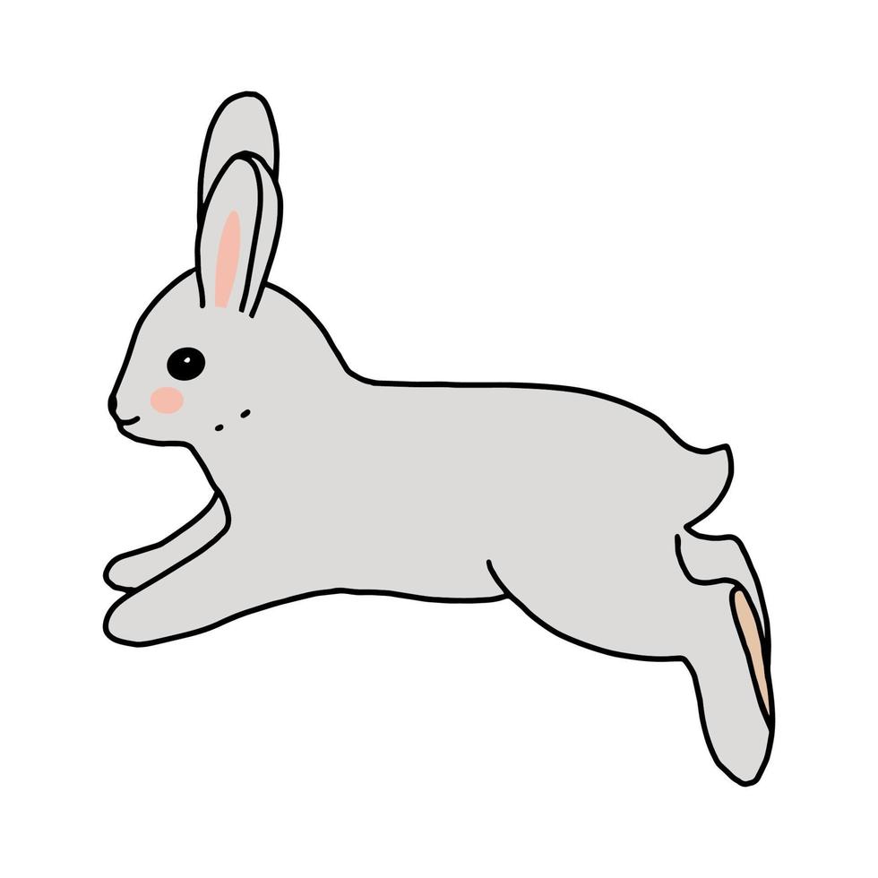 dessin de ligne de contour dessiné à la main de lapin. lapin de pâques.pour les cartes postales, impression sur tissu.animal mignon.doodles.vector vecteur