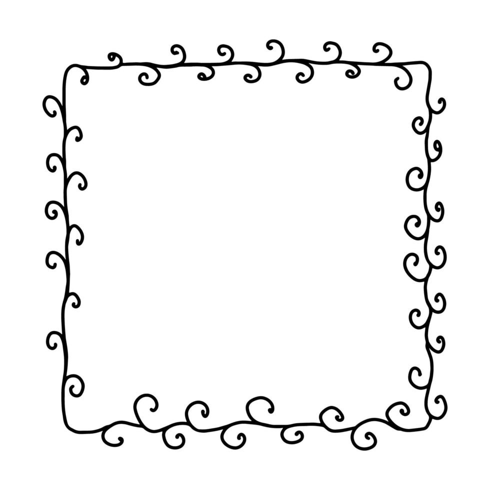 cadre de griffonnage avec motif de fleurs.une simple illustration de frame.vector dessinée à la main en noir et blanc vecteur