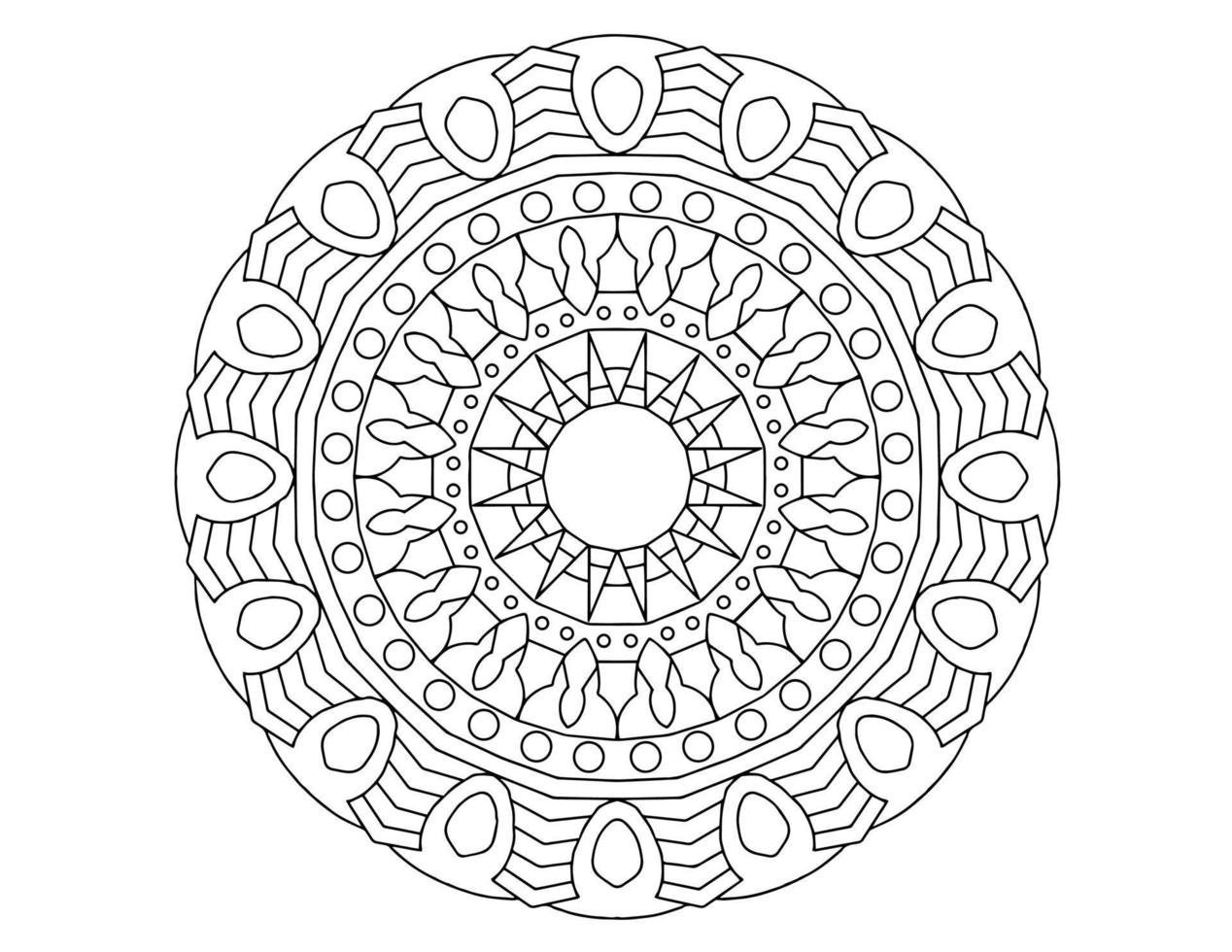 conception de mandala noir et blanc, tatouage, mehndi, coloriage vecteur